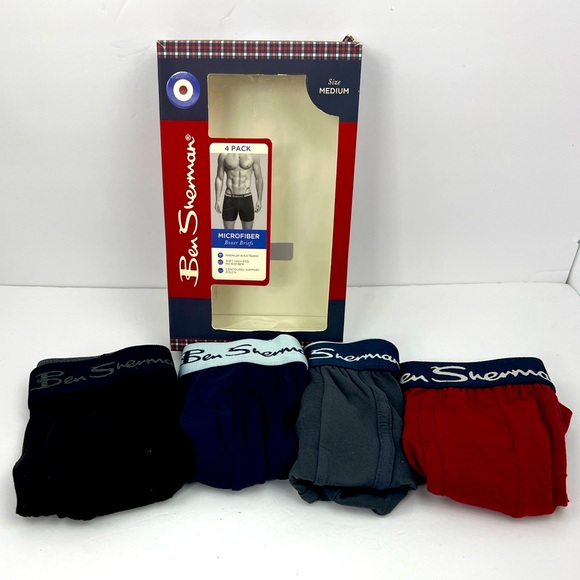 THE ORIGINAL BEN SHERMAN FOUR PACK BOXER BRIEFS, MADE OF MICROFIBER, MEDIUM SIZE - Picture 1 of 12